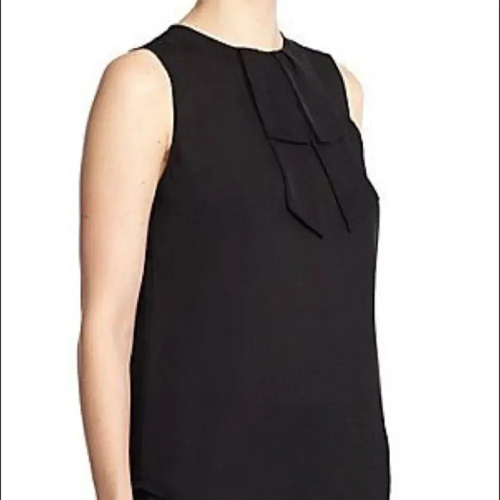 THEORY Turnia Bow Front 100% Silk Blouse‎ Georgette Size Small Elevated Basic